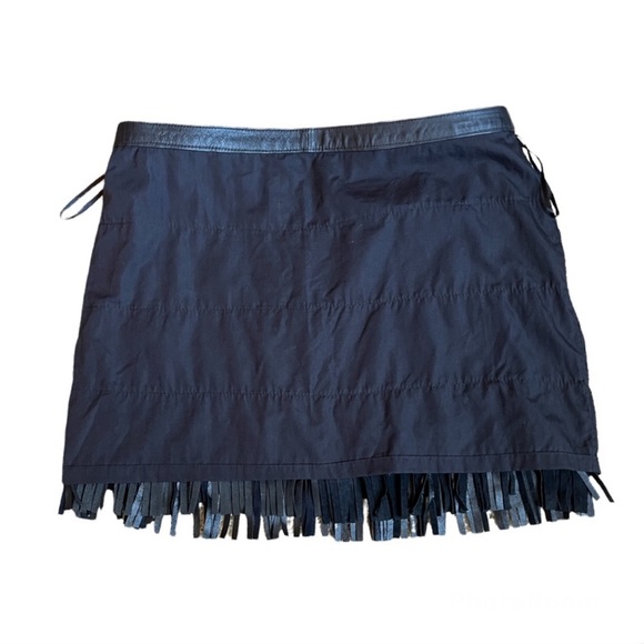 Zara Black Leather Fringe Skirt Size L - Picture 12 of 16
